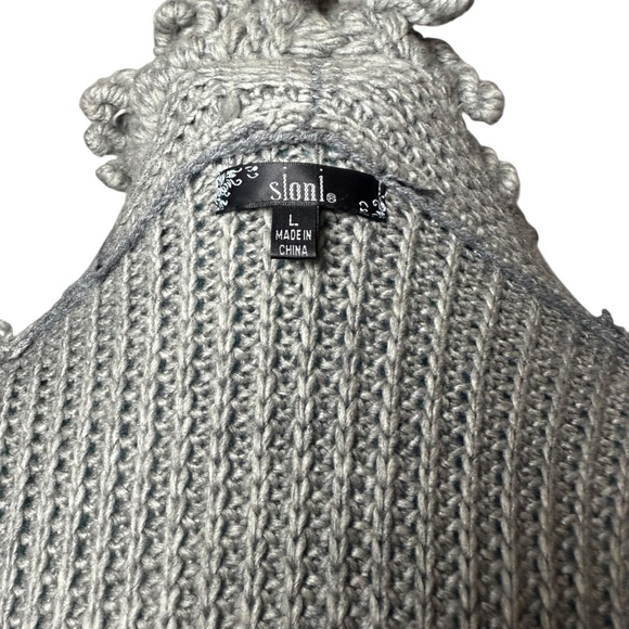 Sioni Gray Chunky Knit Loop Trim Cardigan Sweater L (Fits Small/6–8) - Picture 15 of 16
